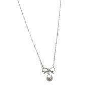 Sterling Silver Pearl Necklace, 925 Sterling Silver, with Freshwater Pearl, fashion jewelry & for woman Approx 17.7 Inch 