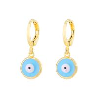 Evil Eye Earrings, Brass, 18K gold plated, fashion jewelry & micro pave cubic zirconia & for woman & enamel 