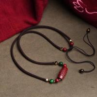 Cinnabar Necklace, barrel, folk style & for woman, red Approx 38 cm 