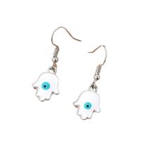 Evil Eye Earrings, Zinc Alloy, silver color plated, for woman & enamel 15mm 