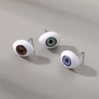 Evil Eye Earrings, Resin, zinc alloy post pin, silver color plated, for woman 10mm 