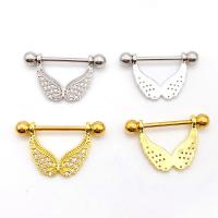 Stainless Steel Nipple Ring, 304 Stainless Steel, plated & micro pave cubic zirconia & for woman 24mm 