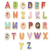 Zinc Alloy Alphabet Beads, Alphabet Letter, gold color plated, 10 pieces & double-sided enamel & DIY 4-5x6- Approx 1.6mm 
