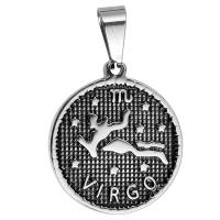 Stainless Steel Pendants, 304 Stainless Steel, 12 Signs of the Zodiac 