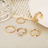 Zinc Alloy Ring Set, with Plastic Pearl, 5 pieces & fashion jewelry & for woman & with rhinestone 