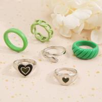 Zinc Alloy Ring Set, 6 pieces & fashion jewelry & Unisex & enamel 