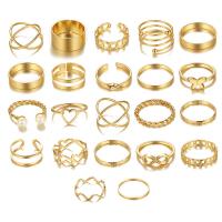 Zinc Alloy Ring Set, with Plastic Pearl, gold color plated, 22 pieces & fashion jewelry & for woman 