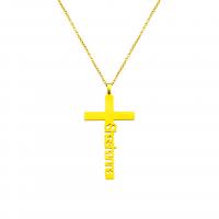 304 Stainless Steel Necklace, with 1.97inch extender chain, Cross, Vacuum Ion Plating, Each custom text must be less than 10 letters & fashion jewelry & Unisex Approx 17.72 Inch 
