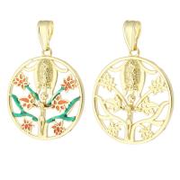 Enamel Brass Pendants, Round, gold color plated, fashion jewelry & DIY & for woman Approx 4.5mm 