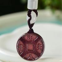 Cinnabar Necklace, with Glass, Flat Round, folk style & for couple, fuchsia Approx 38 cm 