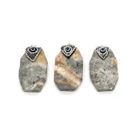 Crazy Agate Pendants, with Rhinestone Clay Pave & Resin & Brass, irregular, silver color plated, DIY 