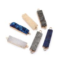 Ice Quartz Agate Connector, with Brass, Rectangle, gold color plated, druzy style & DIY & 1/1 loop 