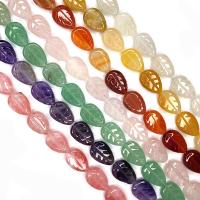Gemischte Edelstein Perlen, Blatt, geschnitzt, DIY & verschiedenen Materialien für die Wahl, keine, 10x14x6mm, ca. 15PCs/Strang, verkauft von Strang