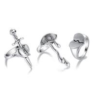 Zinc Alloy Ring Set, three pieces & fashion jewelry & Unisex 