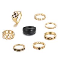 Zinc Alloy Ring Set, 8 pieces & fashion jewelry & Unisex & enamel & with rhinestone 