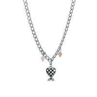 Rhinestone Zinc Alloy Necklace, with 1.97inch extender chain, Heart, fashion jewelry & Unisex & with rhinestone, 20mm Approx 15.94 Inch 
