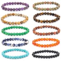 Bracelets en pierres précieuses, pierre gemme, Rond, bijoux de mode & différents matériaux pour le choix & unisexe, plus de couleurs à choisir, 8mm Environ 19 cm, Vendu par PC