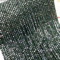 grüner Goldsandstein Perle, Quadrat, poliert, DIY & facettierte, grün, 3-3.5mm, Länge:ca. 38 cm, verkauft von Strang