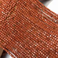 Goldstein Perlen, Goldsand, Quadrat, poliert, DIY & facettierte, rot, 3-3.5mm, Länge:ca. 38 cm, verkauft von Strang