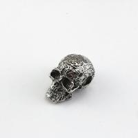 Zinc Alloy Large Hole Beads, Skull, silver color plated, DIY, silver color 