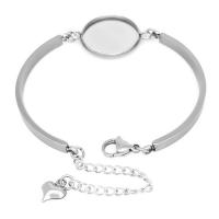 Stainless Steel Bracelet & Bangle Setting, 304 Stainless Steel, with 1.97inch extender chain, DIY & for woman, original color Approx 7.09 Inch 