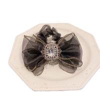 Ponytail Holder, Chiffon, with Plastic Pearl, Bowknot, Korean style & for woman & with rhinestone 