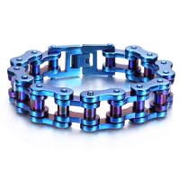 Titanium Steel Bracelet, plated, for man, blue Approx 9.25 Inch 