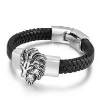 Titanium Steel Bracelet, with cowhide cord, plated, for man Approx 8.85 Inch 