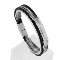 Titanium Steel Bracelet, with cowhide cord, plated, dyed & for man Approx 8.26 Inch 