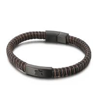 Titanium Steel Bracelet, with cowhide cord, plated, dyed & for man Approx 8.46 Inch 