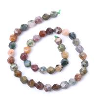 Perle agate indienne naturelle , Rond, poli, Surface de coupe de l'étoile & DIY & normes différentes pour le choix, couleurs mélangées Environ 14.96 , Vendu par brin