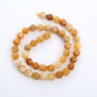 Jade Yellow Bead, Round, polished, Star Cut Faceted & DIY yellow Approx 14.96 Inch 