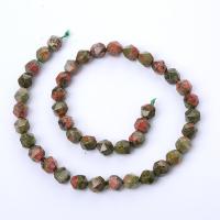 Unakit Perlen, Unakite, rund, poliert, Star Cut Faceted & DIY & verschiedene Größen vorhanden, gemischte Farben, Länge:ca. 14.96 ZollInch, verkauft von Strang