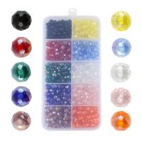 Rondell Kristallperlen, Kristall, mit Kunststoff Kasten, rund, bunte Farbe plattiert, DIY, gemischte Farben, 130x67x22mm, ca. 500PCs/Box, verkauft von Box