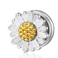 Fashion Piercing Tunnel, 304 Stainless Steel, Chrysamthemum, Vacuum Ion Plating, fashion jewelry silver color 