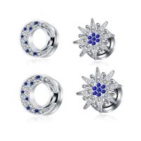 Fashion Piercing Tunnel, 304 Stainless Steel, 2 pieces & with rhinestone, silver color 