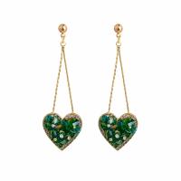 Crystal Rhinestone Earring, Zinc Alloy, with Crystal, Heart, gold color plated, for woman & with rhinestone 