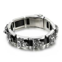 Titanium Steel Bracelet, with cowhide cord, for man, original color Approx 8.85 Inch 