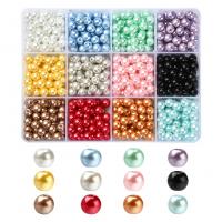 Glass Pearl Beads, with Plastic Box, DIY, mixed colors 