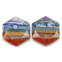 Pendentifs pierres gemmes mixtes , pierre gemme, hexagone, poli, Patchwork & styles différents pour le choix, couleurs mélangées Vendu par PC