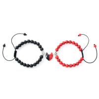 Couple Bracelet, Natural Stone, with Zinc Alloy, Heart, plated, 2 pieces & Adjustable & fashion jewelry & for couple 8mm cm 