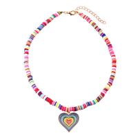 Polymer Clay Jewelry Necklace, with Acrylic, with 2.75inch extender chain, Heart, for woman & enamel Approx 17 Inch 