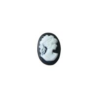 Fashion Resin Cabochons, Oval, embossed & DIY, white and black Approx 
