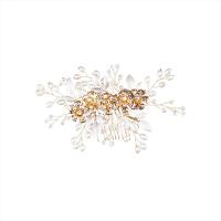 Decorative Hair Combs, Zinc Alloy, with Crystal & Plastic Pearl, handmade, fashion jewelry & for woman, golden 