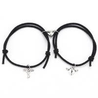 Couple Bracelet, Rubber Band, with 304 Stainless Steel & Zinc Alloy, Lock and Key, with magnetic & for couple Approx 7-9 Inch 