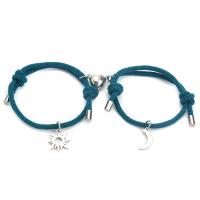 Couple Bracelet, Polyester Cord, with 304 Stainless Steel & Zinc Alloy, Sun, with magnetic & for couple 16mm, 15mm Approx 7-9 Inch 