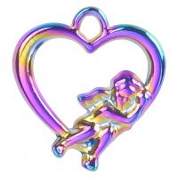 Zinc Alloy Necklace, Heart, colorful plated, Unisex & hollow Approx 50 cm 