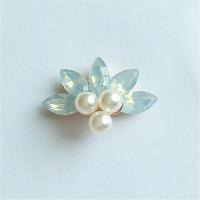 Zinc Alloy Hair Accessories DIY Findings, Flower, gold color plated, with rhinestone, mixed colors 