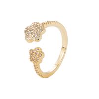 Brass Cuff Finger Ring, with Plastic Pearl, gold color plated, Adjustable & micro pave cubic zirconia & for woman, 20mm 