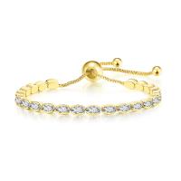 Cubic Zirconia Micro Pave Brass Bracelet, real gold plated, Adjustable & fashion jewelry & micro pave cubic zirconia & for woman Approx 10.24 Inch 